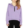 thumbnail image 4 of Mercatoo Girls Half Zipper Cropped Hoodi𝐞s Plain Cute Pullover Hoodi𝐞 Sweatshirts Teen Kids Soft Casual Jackets with Pockets, 4 of 8