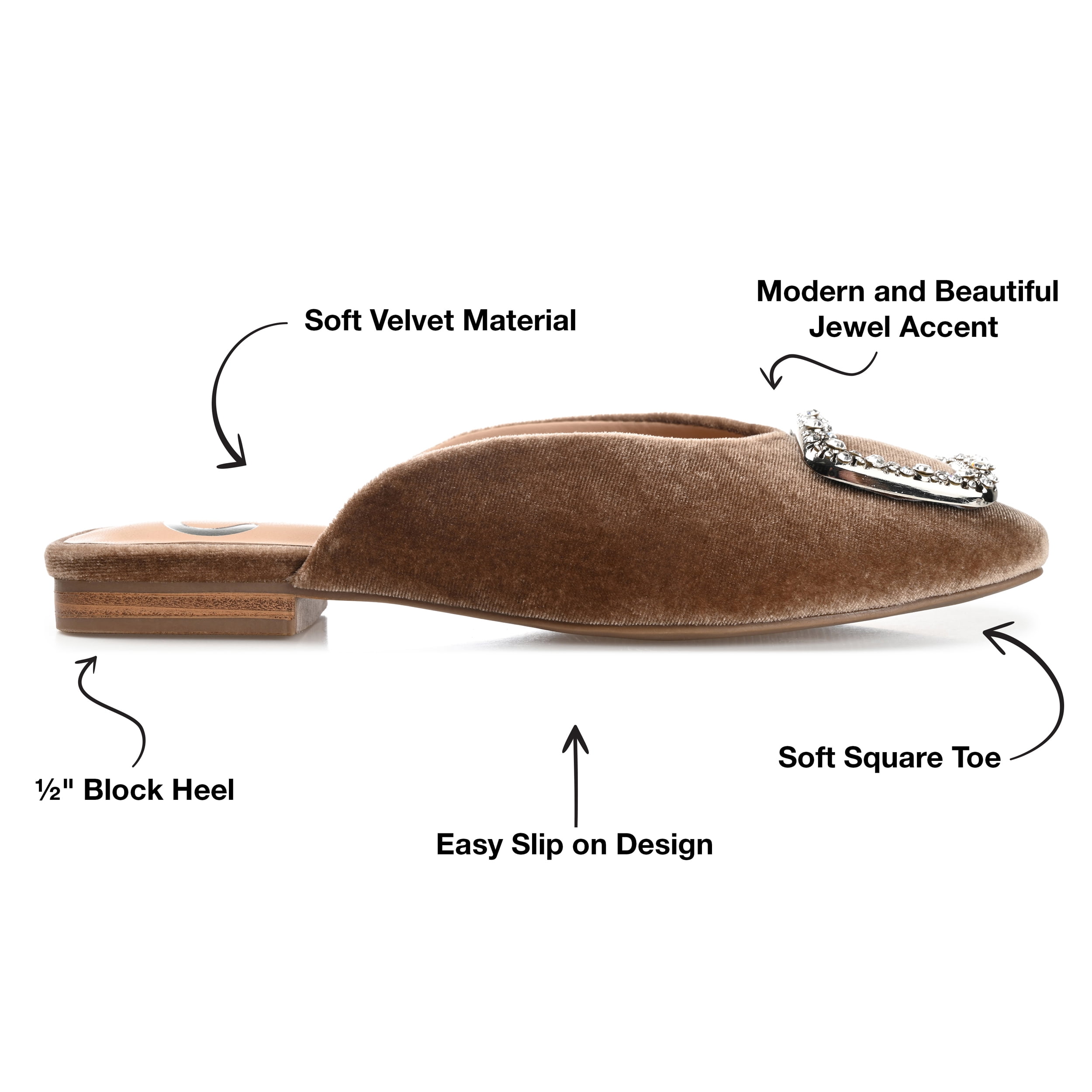 Journee Womens Sonnia Mules Square Toe Slip On Evening Dress Flats