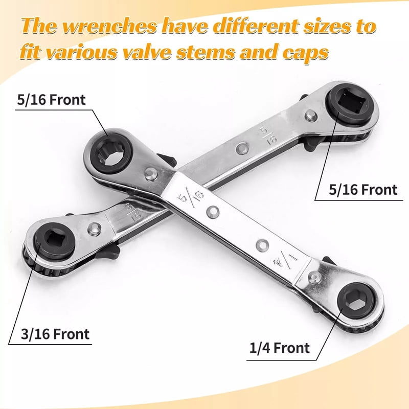 Schrader Valve Core Remover & HVAC Wrench Tool Set, 1/4" 5/16" Port AC Valve Core Installer
