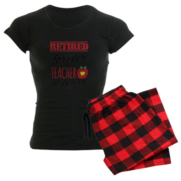 CafePress - Retired But Forever A Teach Pajamas - Women's Short Sleeve Print T-Shirt and Pants Dark Cotton Pajama Set