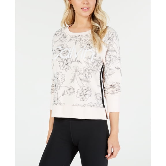 Calvin Klein Womens Printed Varsity-stripe Sweatshirt Size S