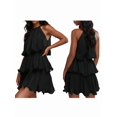 thumbnail image 3 of Womens Sleeveless Chiffon Dress with Ruffle Hem Elegant Evening Gown Party Maxi Dress Black XXL, 3 of 7