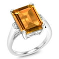 thumbnail image 3 of Gem Stone King 8.27 Cttw Yellow Citrine Engagement Ring for Women | 925 Sterling Silver| Octagon 14X10MM | Gemstone November Birthstone | Size 8, 3 of 5