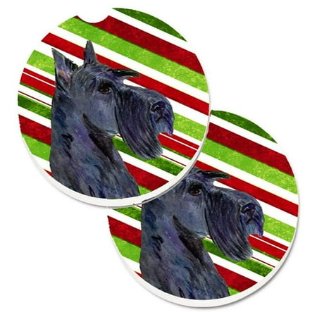 

Scottish Terrier Candy Cane Holiday Christmas Set of 2 Cup Holder Car Coaster