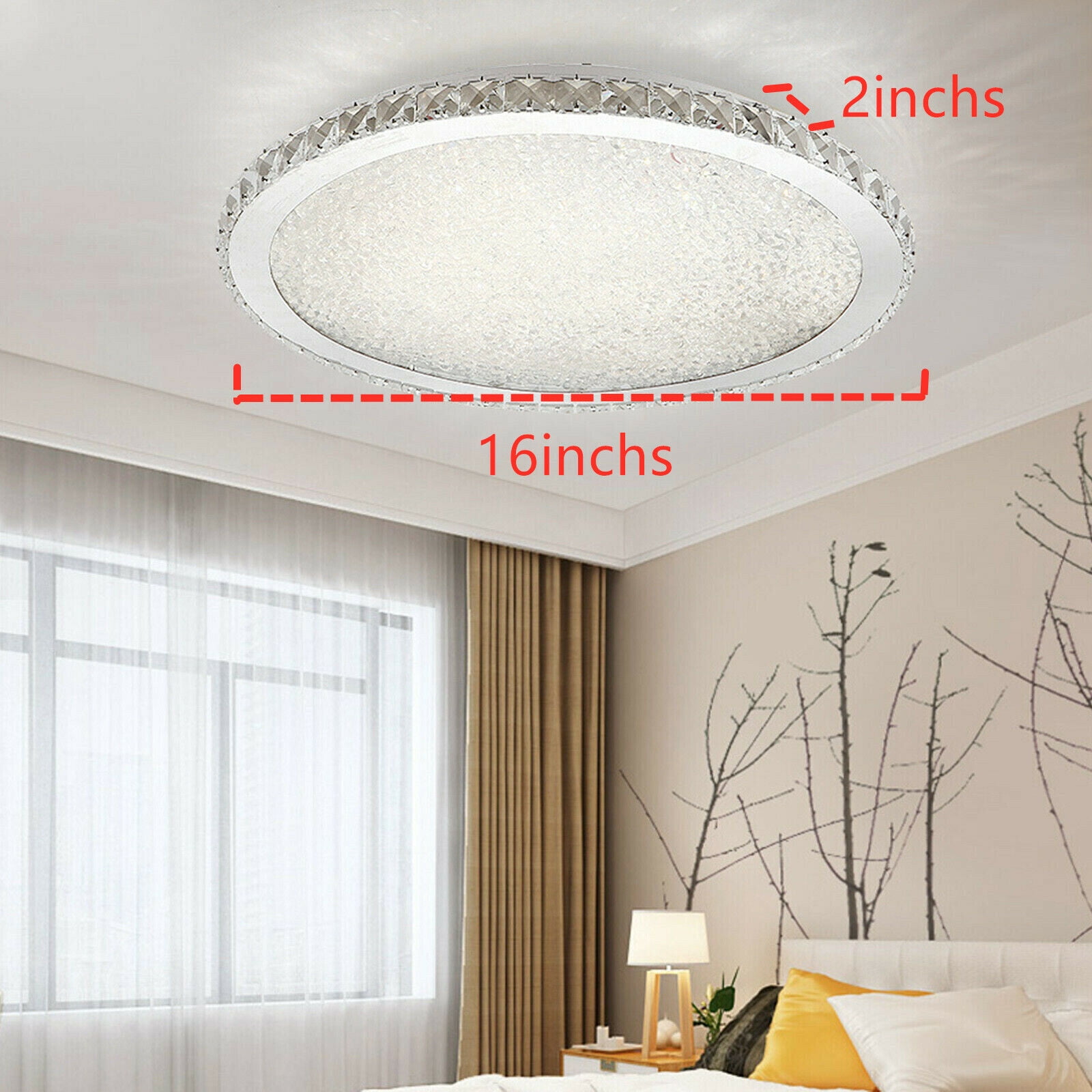 30W Crystal LED Ceiling Light Fixture Pendant Lamp Flush-Mount Chandelier for Kitchens, Living Rooms
