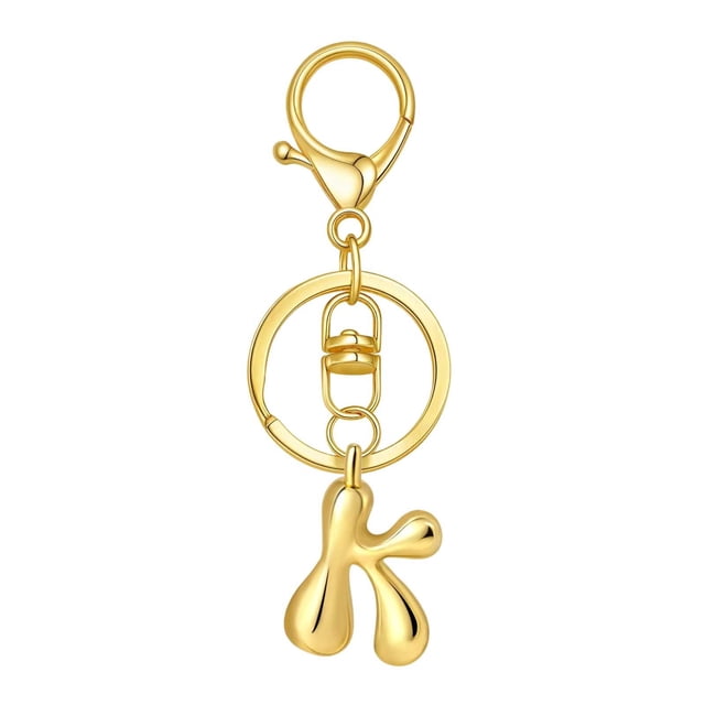 Hearth & Gear Custom Letter Keychain Key Ring For Initial Charm With Sturdy Metal Loop And Easy To Find Design For And Luggage