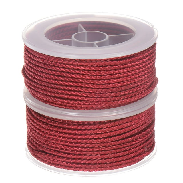 Unique Bargains 2 Paquets Fil de Nylon Ficelle Perlage Cordon 2 mm Nylon Tressé Extra Résistant Corde d'Artisanat 11 M/36 Pieds, Rouge Foncé