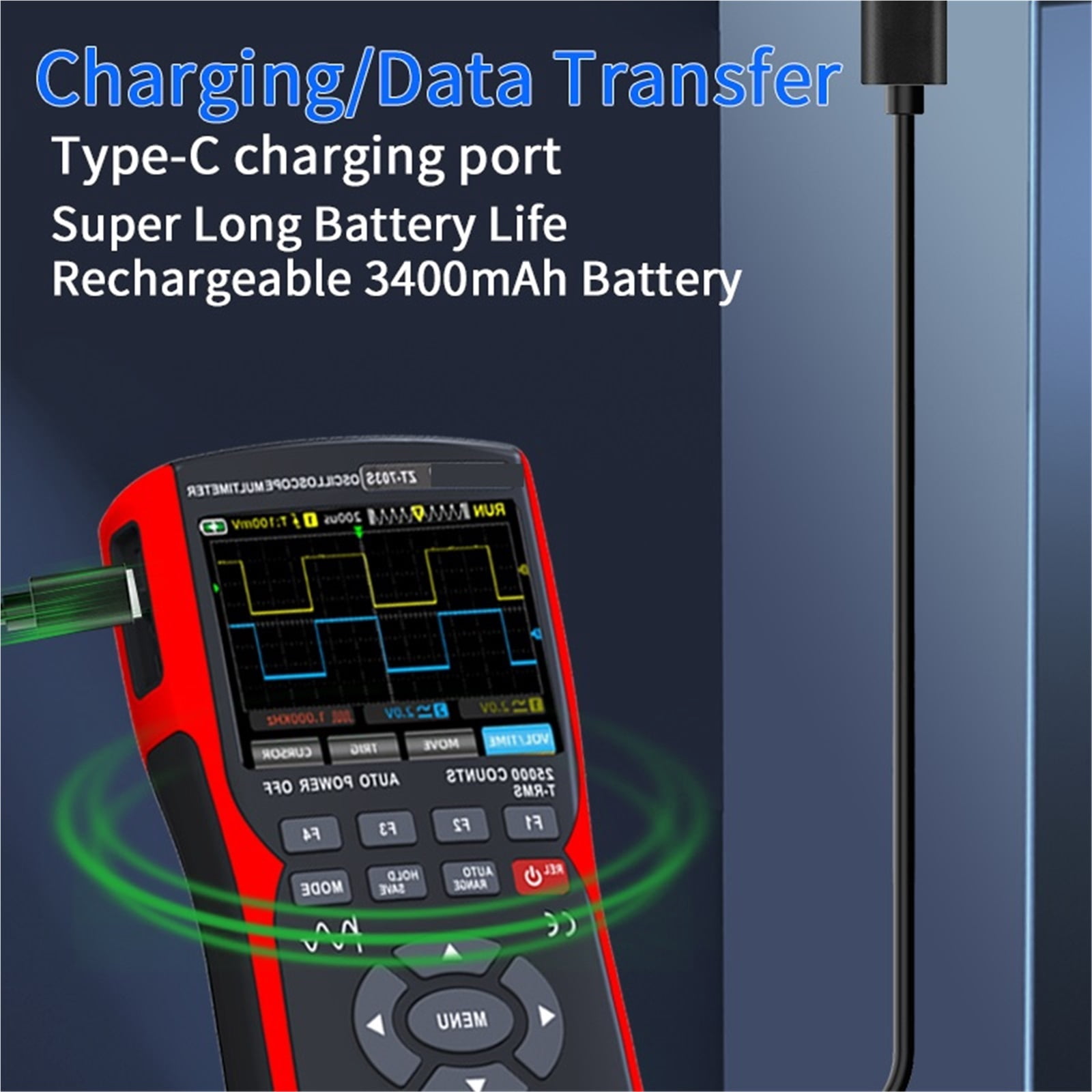 Digital Handheld Oscilloscope Multimeter Waveform Signal Output 2 Channels 50MHZ Suitable For Automotive Electrical Repair ,Battery Test