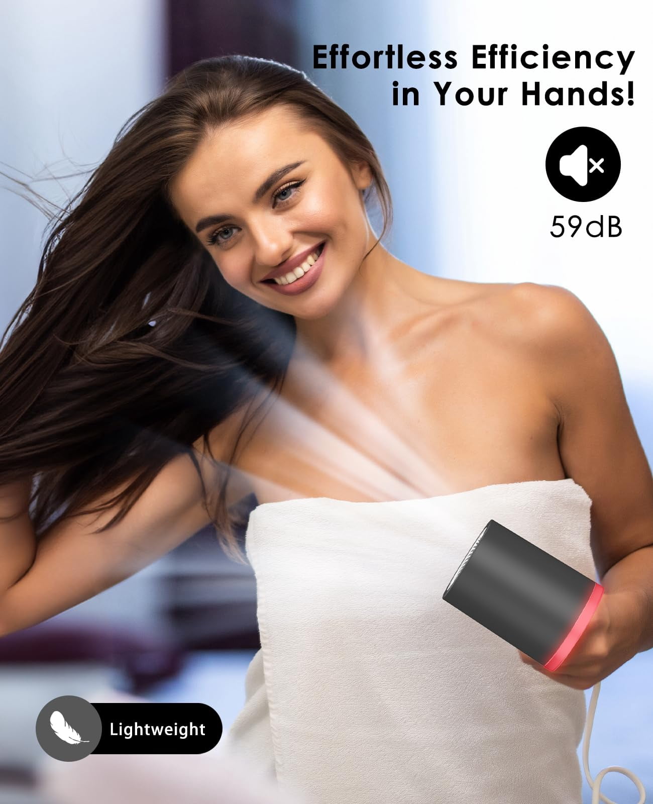 OSOU Hair Dryer, High Speed Fast Drying Hair Dryers, Negative Ionic Portable Blow Dryer with 110000 RPM Motor, Lightweight Low Noise Thermo-Control Hairdryer with Nozzle for Home, Travel