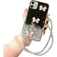 thumbnail image 1 of Crystal Glitter Mobile Phone Case Compatible with iPhone 11 Pro Case Transparent Diamond Butterfly Soft TPU Silicone and PC Bumper Protective Case with Crystal Chain Shockproof Case Cover, 1 of 5