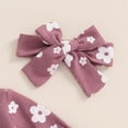 thumbnail image 5 of Emy Dola Newborn Baby Girl Floral Ruffle Romper One Piece Infant Baby Long Sleeve Knit Jumpsuit+ Headband 2Pcs Fall Winter Outfits, 5 of 8