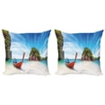 thumbnail image 1 of Ambesonne Tropical Throw Pillow Cover 2 Pack, Exotic Beach Thailand, 18", Fern Green Blue Cream, 1 of 2