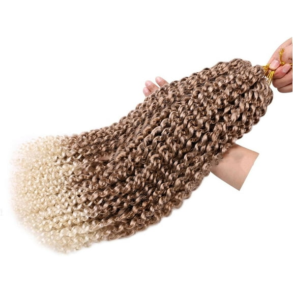 Aorsher Passion Twist Hair 3 Packs 18Inch Passion Twist Crochet Hair Water Wave Braiding Hair for Boho Braids, Butterfly Locs, Crochet Braids Light Brown Mix Blonde