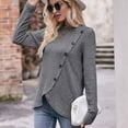 thumbnail image 5 of BLTIBY Long Sleeve Shirts for Women Knit Round Neck Button Dressy Solid Color Sweater Blouse Autumn Lightweight Casual Tunic Tops Gray M, 5 of 7