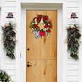 thumbnail image 5 of Red Geranium Floral Wreath for Front Door Spring Summer Home Decoration Twig Base, 5 of 5