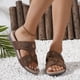 thumbnail image 2 of Bmisegm Southeast Asia Slippers Women 2024 Summer Fashion Travel Leisure Flat Rhinestone Sandals Slippers Sandals Women Summer Brown 8.5, 2 of 8