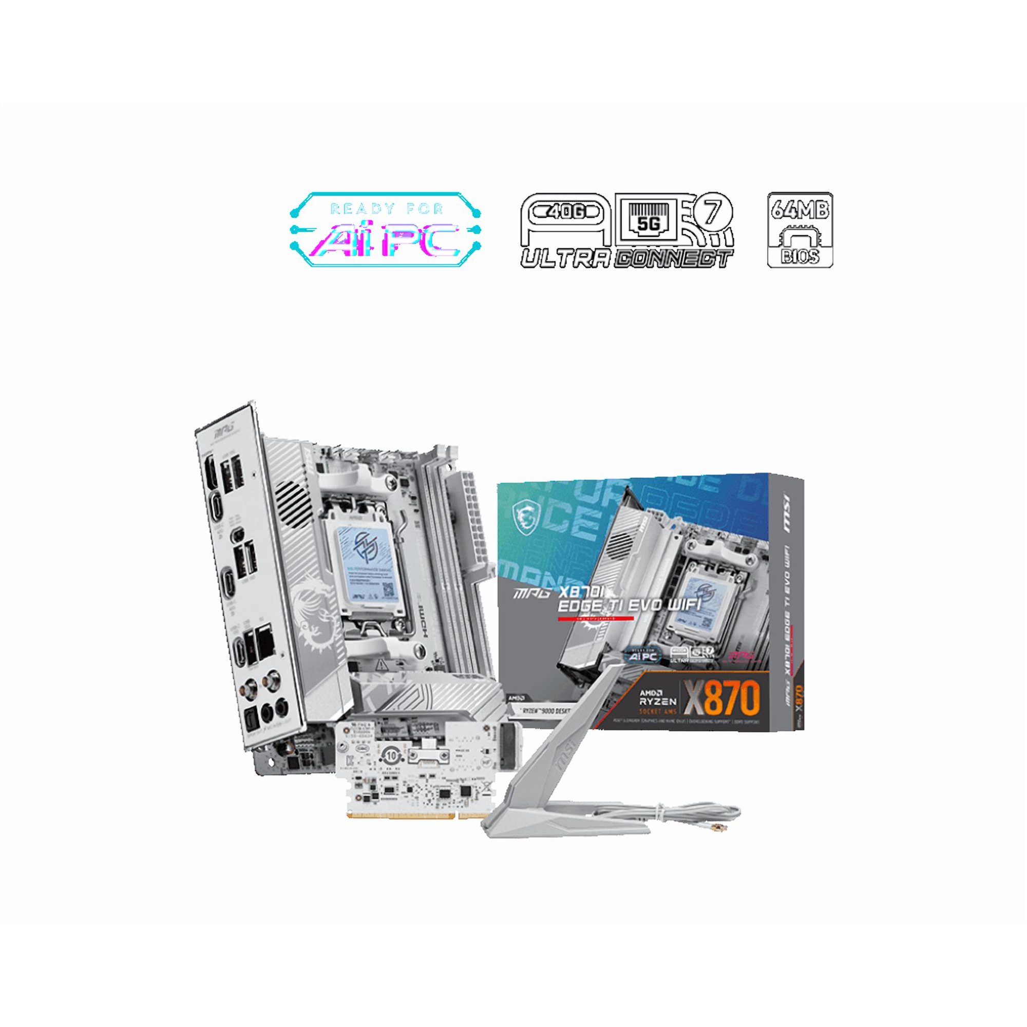 MSI MPG X870I EDGE TI EVO WIFI AM5 AMD X870 PCIe 5.0/4.0 USB 40/20/10/5Gbps Type C/A Wi-Fi 7 Mini-ATX Motherboard
