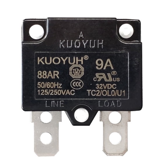 9A Circuit Breaker - KUOYUH 9 Amp 88AR Series Automatic-Reset Thermal Circuit Breaker