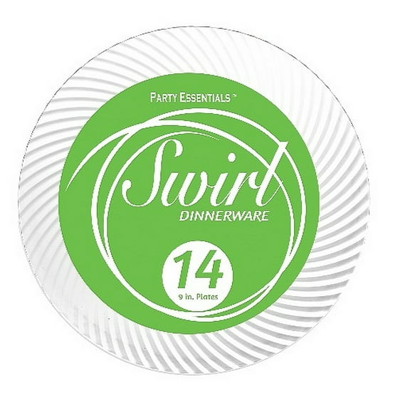 1 - Party Essentials 9" Swirl Plates - White 14 Ct.