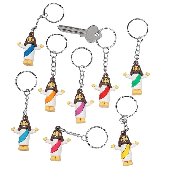Fun Express 1 1/2" Mini Religious Vinyl Jesus Figurine Keychains - 24 Pieces