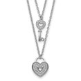 thumbnail image 4 of Sterling Silver Rhodium-plated CZ Heart Lock and Key with 2in Extender Pendant Necklace, 4 of 5