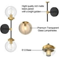 thumbnail image 3 of Gold Wall Sconces 2 Light Industrial Gold Wall Light Fixture Vintage Style Clear Glass Globe Gold Bathroom Light Fixtures, 3 of 5