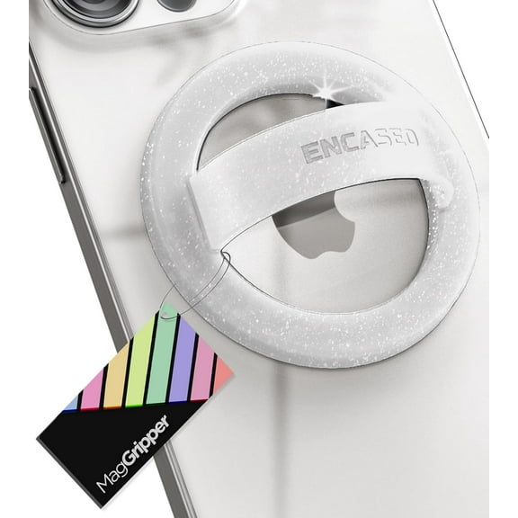 Encased Magnetic Phone Grip Holder (Compatible with MagSafe) Thin Silicone Finger Loop Ring for iPhone (Glitter)