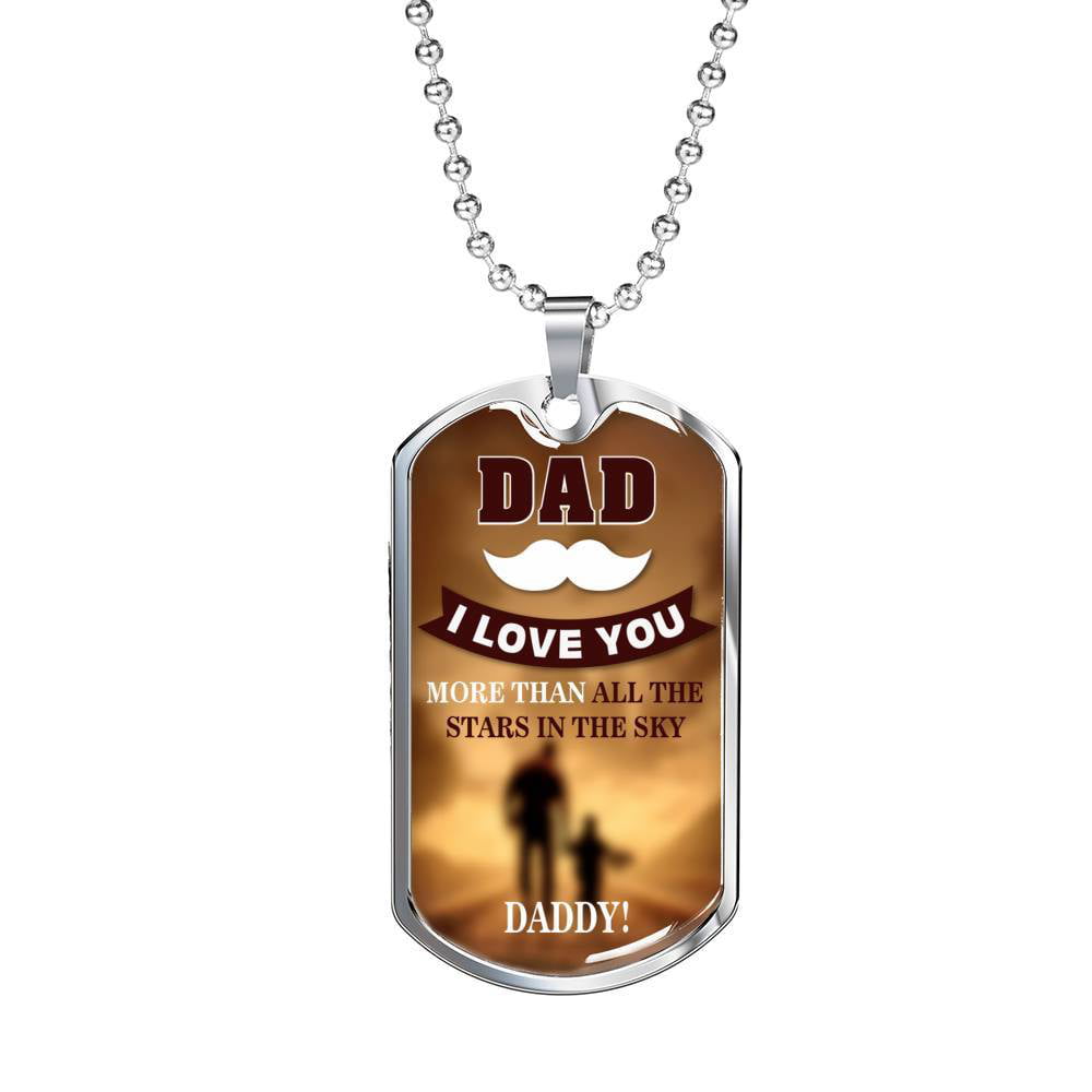 Express Your Love Gifts Daddy I Love You More Dog Stainless Steel Or 18k Gold W 24 Chain Gift For Dad Walmart Com Walmart Com