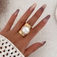 thumbnail image 5 of YYKihy Exaggerated Pearl Statement Ring For Women Alloy Finger Ring Large Artificial Pearl Ring Gothic Punk Jewelry For Her, 5 of 6