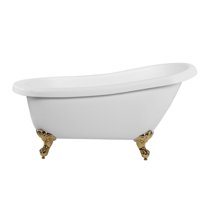 Bristol 67 Inch Acrylic Slipper Clawfoot Tub - Rim Faucet Drillings - Imperial Ball & Claw Feet