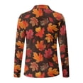 thumbnail image 5 of Xoenoiee Fall Maple Leaves Print Women's Long Sleeve Golf Polo Shirts Thanksgiving Quick Dry Collared V Neck Polo Shirts Athletic Tops Shirts Casual Golf Wear Activewear Golf Outfits, Size XL, 5 of 7