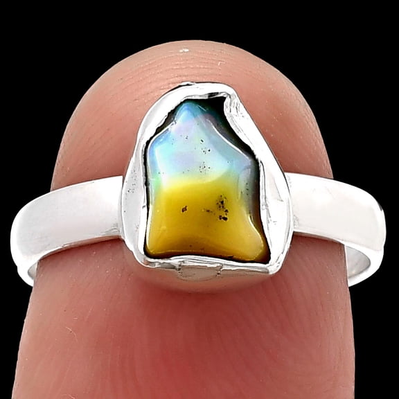 Natural Ethiopian Opal Rough 925 Sterling Silver Ring s.7 Jewelry R-1001 SDR215526