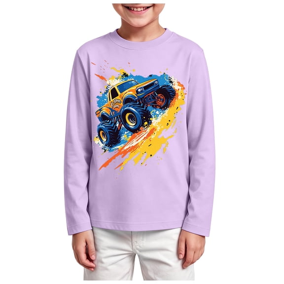 Staki Shirts for Boys Boys' Long Sleeve Crewneck T-Shirts Soft Casual Tees for Kids 3-15Y,7-8 Years