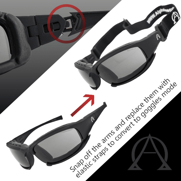 Choppers Amber HD Lens Biker Goggles – Matte Black Foam Padded Sport Sunglasses