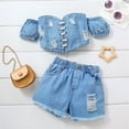 thumbnail image 2 of Sngxgn Baby Girl Outfit Long Sleeve Pullover Tops with Pants 2pcs Set Clothes(Blue,110), 2 of 7