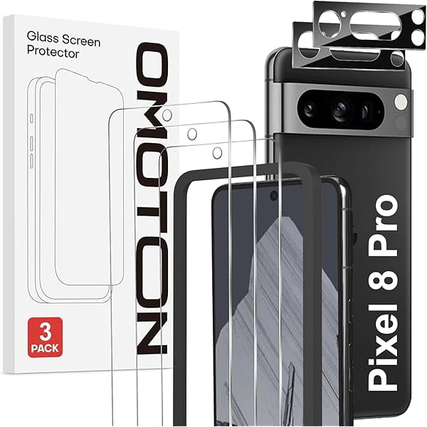 xixishop 3+2 Pack Google Pixel 8 Pro Screen Protector with Camera Lens Protector, Tempered Glass Film for Google Pixel 8 Pro, Support Fingerprint Unlock, Anti-Scratch, 9H Hardness, HD Clear