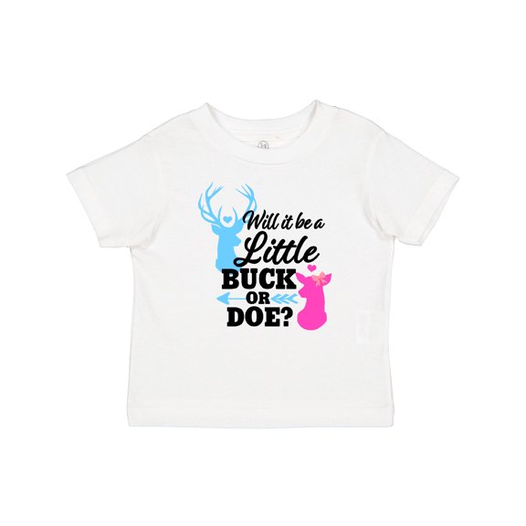 Inktastic Gender Reveal Will It Be a Little Buck or Doe? Girls Baby T-Shirt
