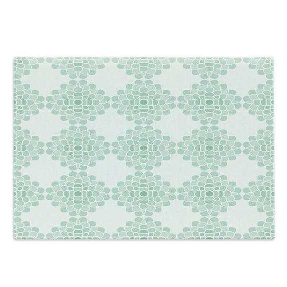 Floral Cutting Board, Abstract Horizontal Lines Geometric Bold Thin Stripes Ocean Themed Illustration, Decorative Tempered Glass Cutting and Serving Board, Large Size, Seafoam White, by Ambesonne