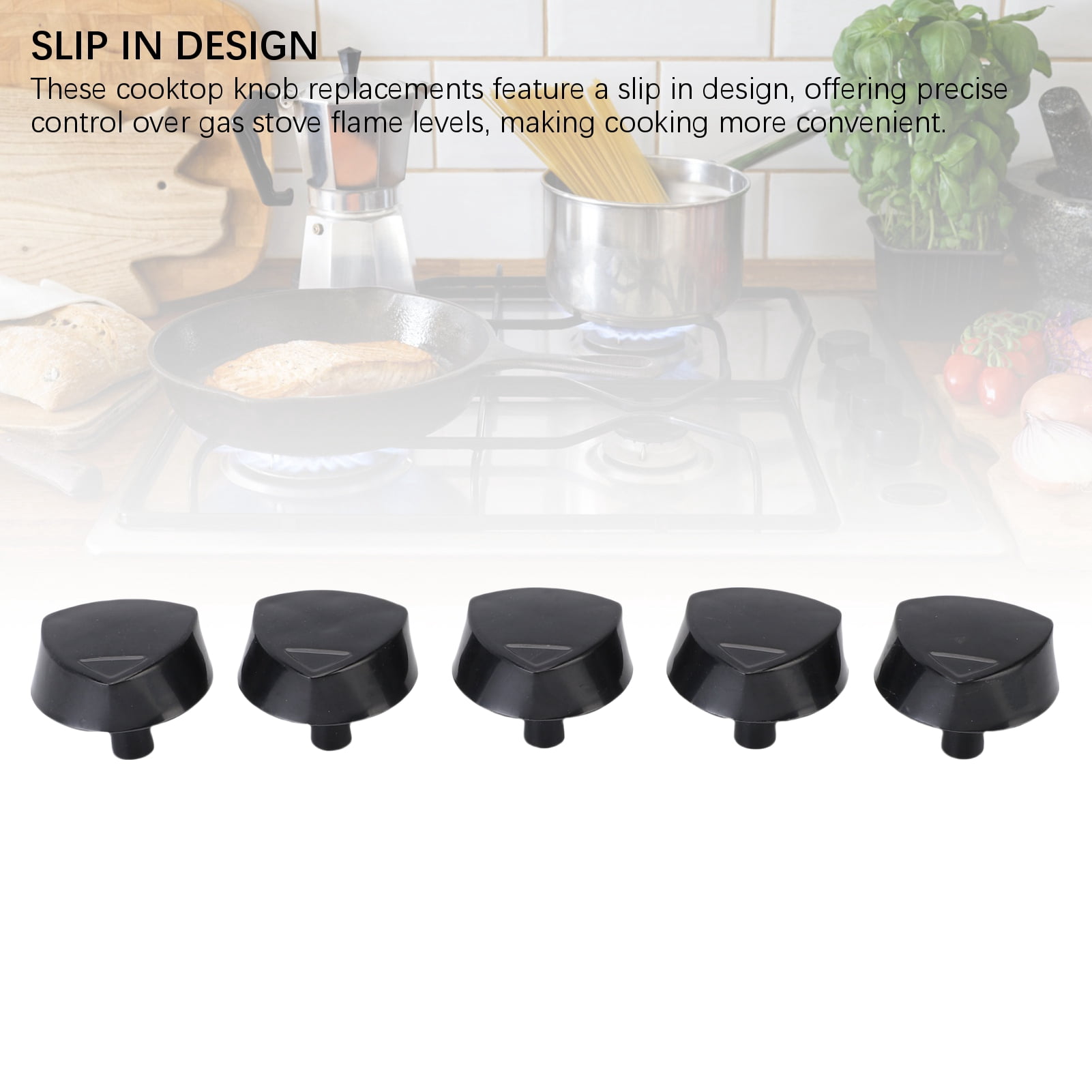 YAHHU 5 Pcs Stove Replacement Knob Universal Fit Cooktop Range Knobs for Kitchen Easy To Install 1.97 inches / 5 cm