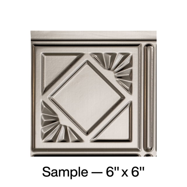 FASÄDE Traditional Style 4 Decorative Vinyl Backsplash Panel in Brushed Nickel (6X6 Inch Sample)