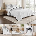 thumbnail image 6 of Twin XL Quilt Set 68''x98'', Grey Eucalyptus Lightweight Summer Bedspread Coverlet Set with 2 Pillow Shams, Weeping Botanical Leaf Watercolor Breathable All Season Quilt Bedding for Dorm/Guest Room, 6 of 9