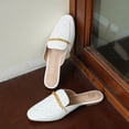 thumbnail image 4 of JABASIC Women Slip on Flat Mule Comfortable Backless Shoes Slide On Loafers (7,White), 4 of 6