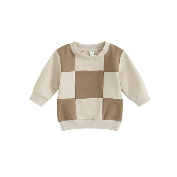 Bagilaanoe Toddler Baby Girl Casual Sweatshirt Long Sleeve Checkerboard Print Pullover 6M 12M 18M 24M 3T Kids Fall Loose Tee Tops