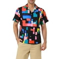 thumbnail image 1 of Unique Bargains Men's Summer Shirts Short Sleeve Irregular Geometric Button Down Shirt, 1 of 5