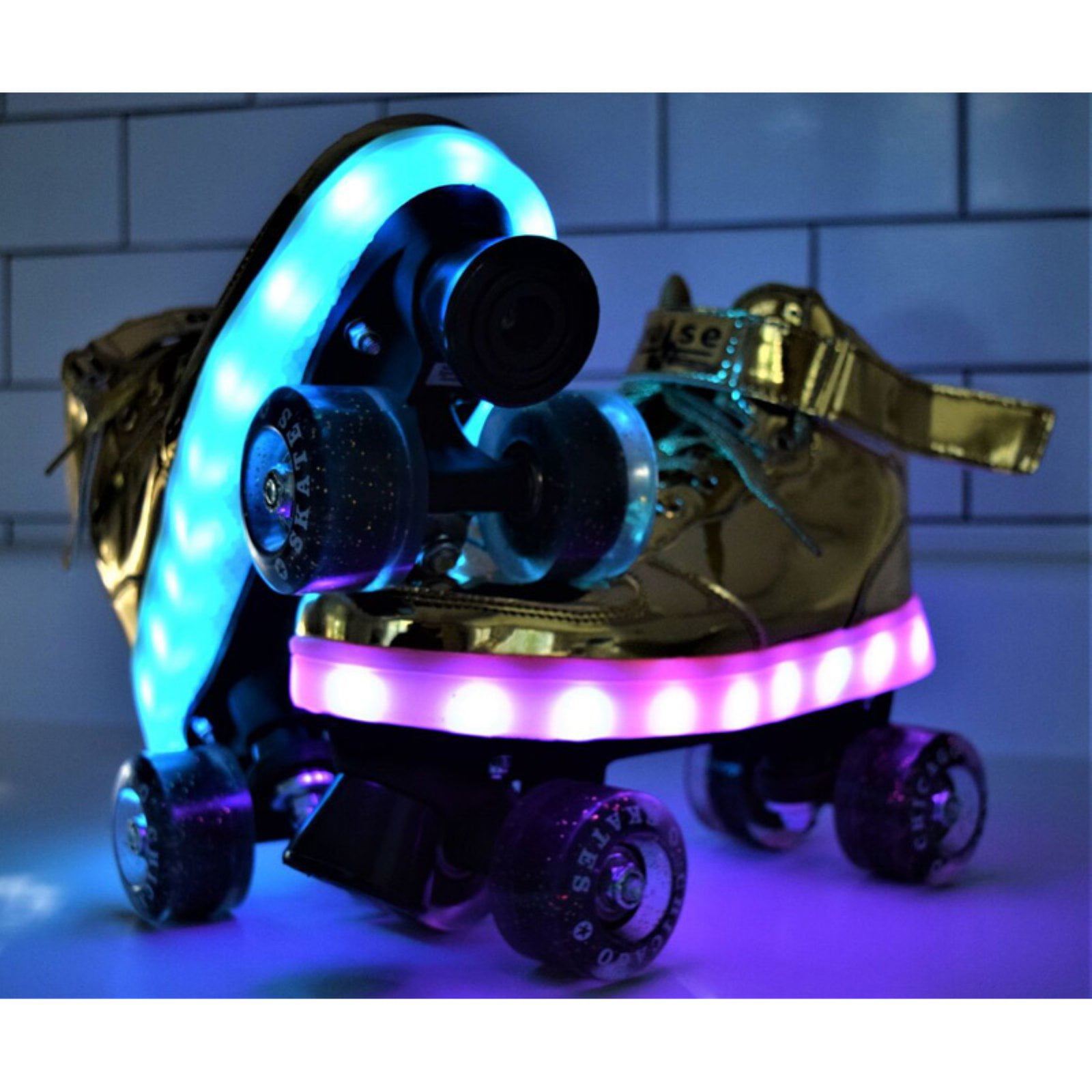 Chicago Pulse Multi Flashing Quad Skate, Gold, Size 5