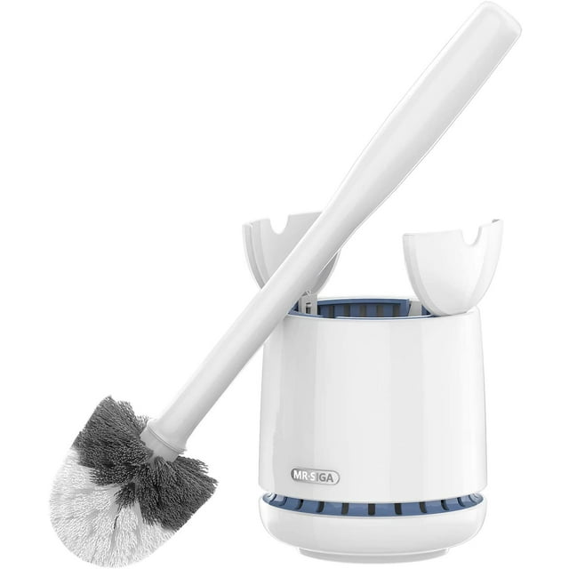 MR. SIGA Premium Toilet Bowl Brush and Holder with Solid Handle and Durable Bristles for Bathroom Cleaning, White, 1 Pack