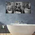 thumbnail image 3 of Hieng Funny Dinosaur Bathroom Wall Art Dinosaur on Toilet Canvas Print Painting Black And White Animal in Bathtub Wall Decor Artwork for Kids Room Restroom Home Decoration, 3 of 6