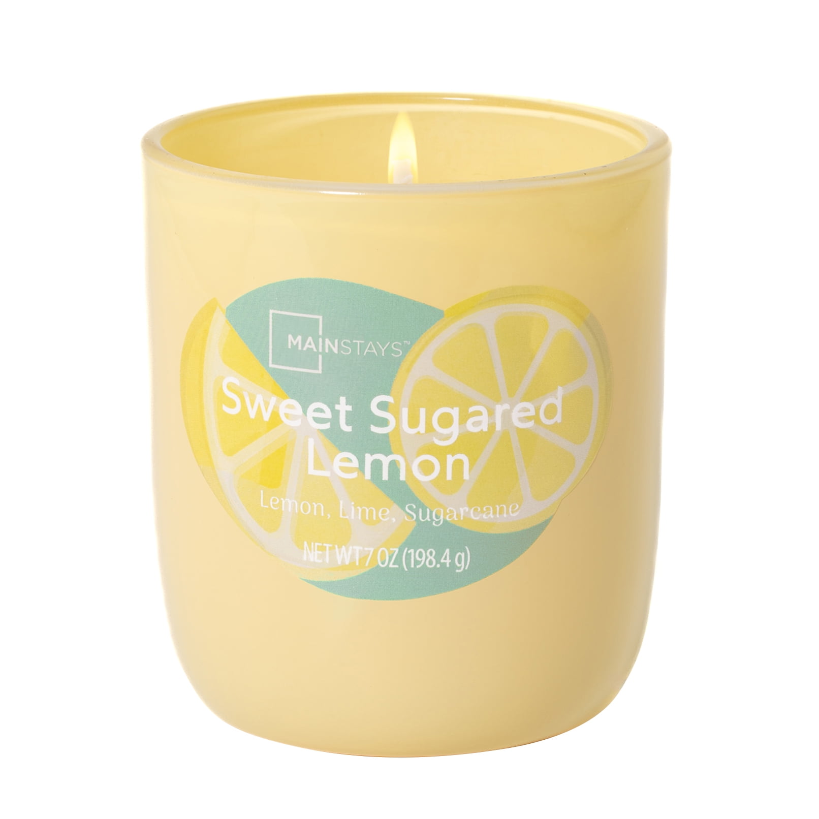 Mainstays 1-Wick Glossy Glass Candle, Sweet Sugared Lemon, 7 oz