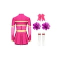 thumbnail image 2 of HULIJA Tenues de Cheerleading pour Filles Enfants Halloween Cheer Leader Costume de Cosplay Rave Fête Danse Justaucorps Robe Rose Vif B 10, 2 of 7