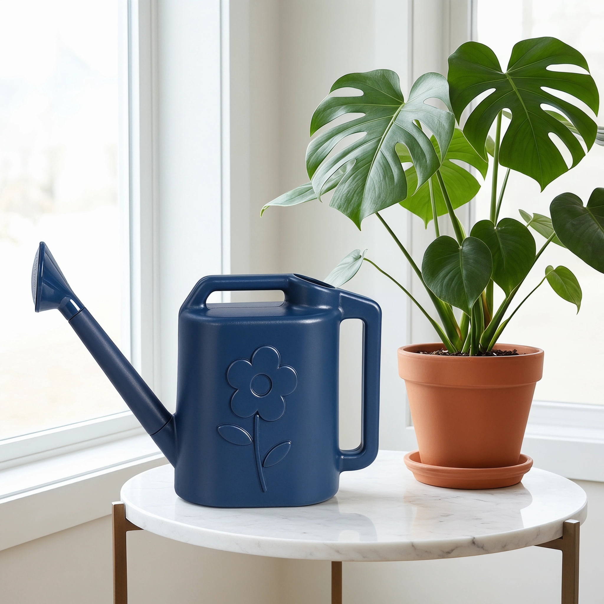 2.8L Watering Can for Indoor Plants – Large Garden Watering Can with Long Spout & Detachable Sprinkler Head, Modern Plant Water Can for Outdoor Flowers Houseplants, Upgraded Convertible Nozzle
